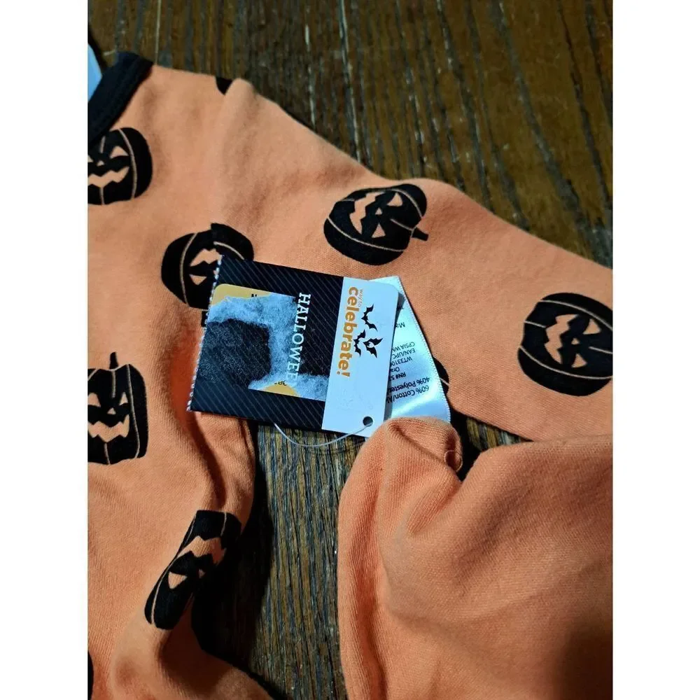 New 0-3 Month Ways to Celebrate Halloween Jack O Lantern Bodysuit w Hat NWT